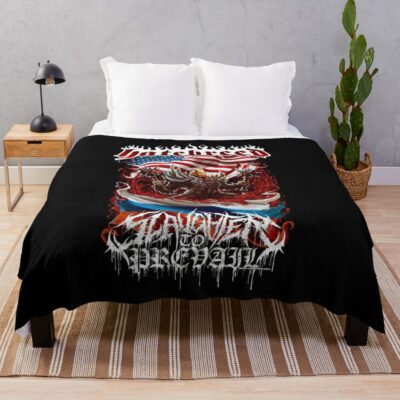 Slaughter To Prevail Hatebreed Worldwide Brutality American Flag Throw Blanket Official Hatebreed Merch